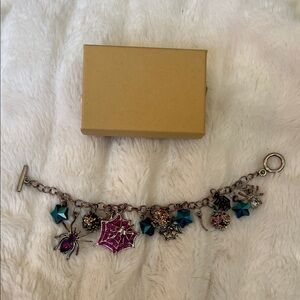 Charming Silver and Pink Spider Web Bracelet